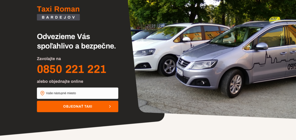 Objednávka taxi cez webovú stránku taxi služby