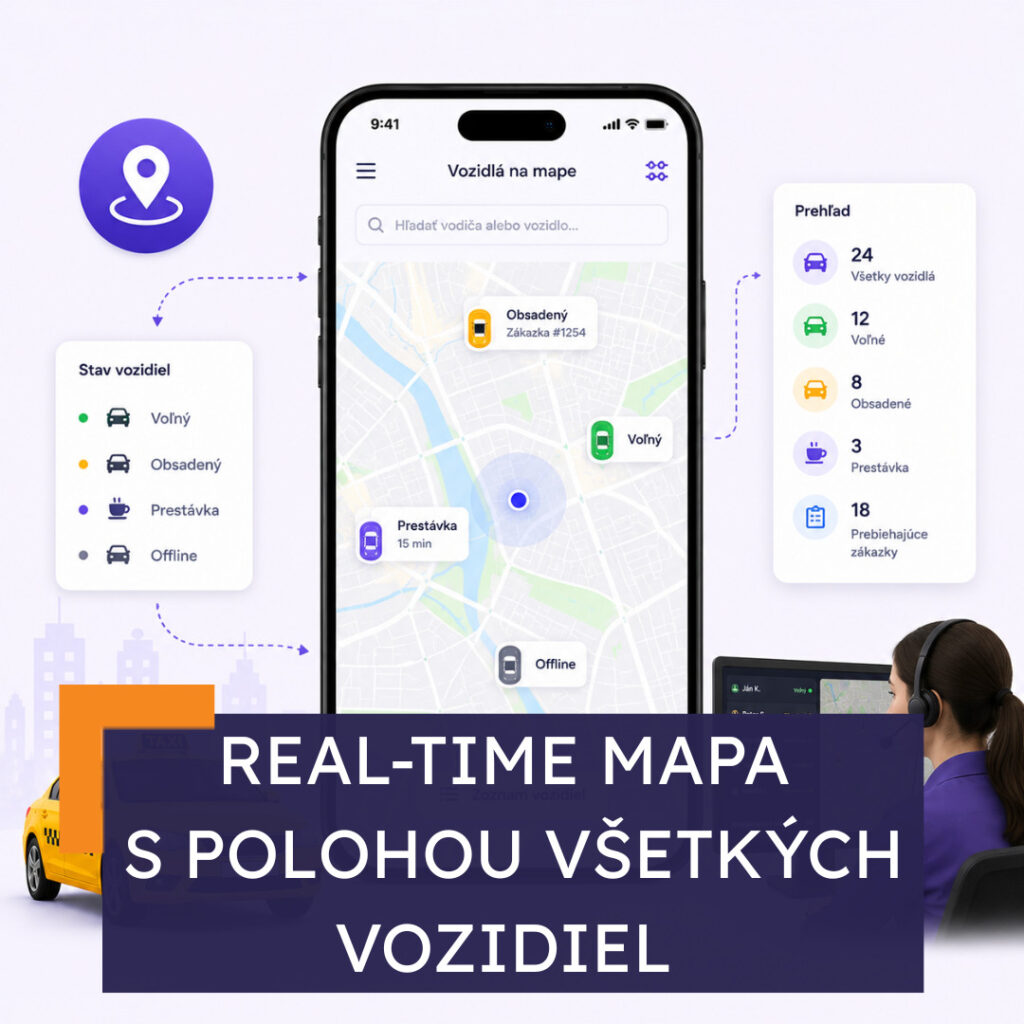 Real-time mapa s polohou všetkých vozidiel