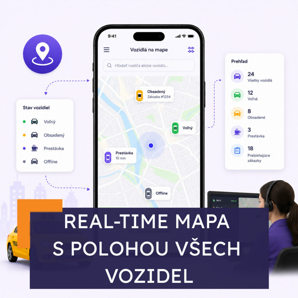 Real-time mapa s polohou všech vozidel
