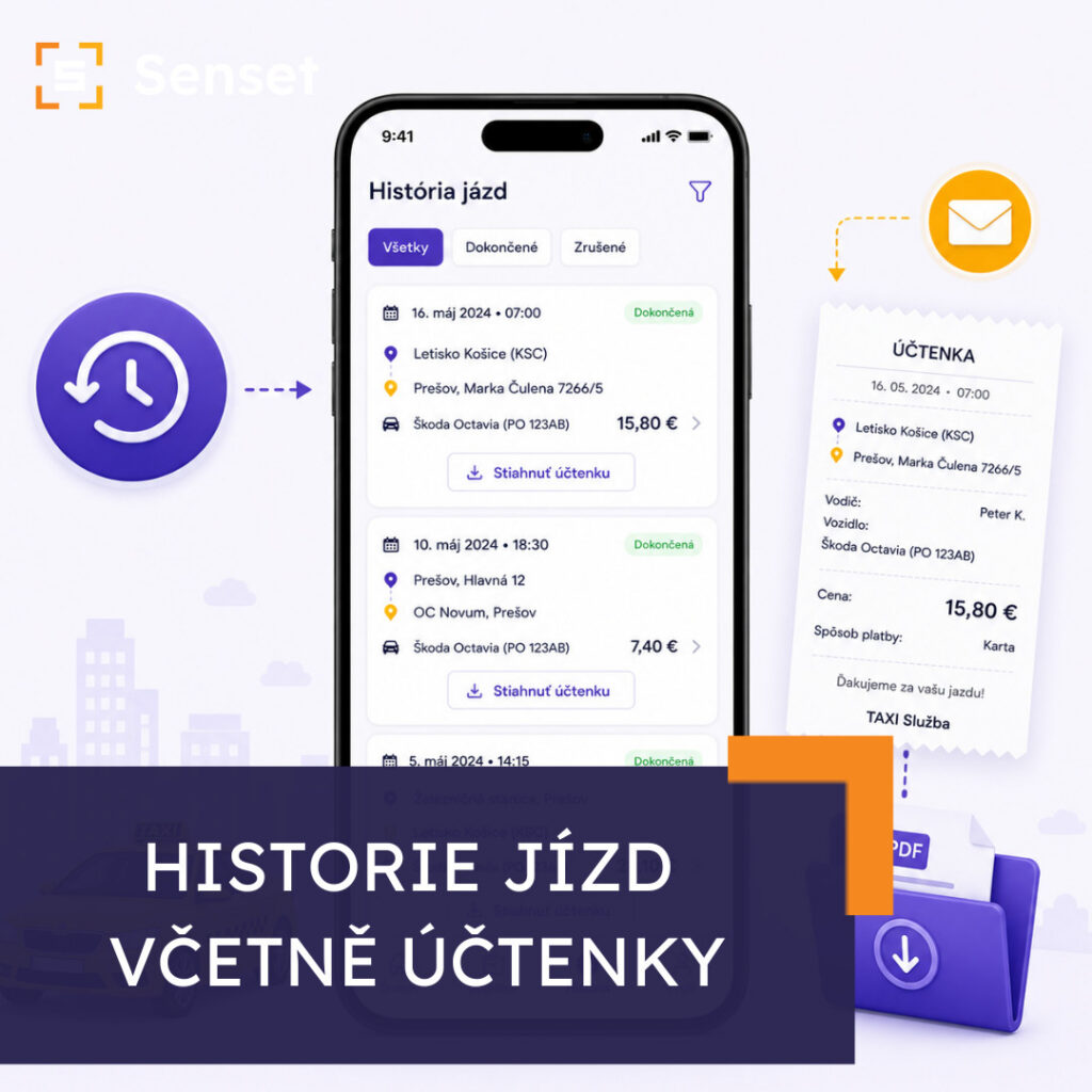 Historie jízd včetně účtenky