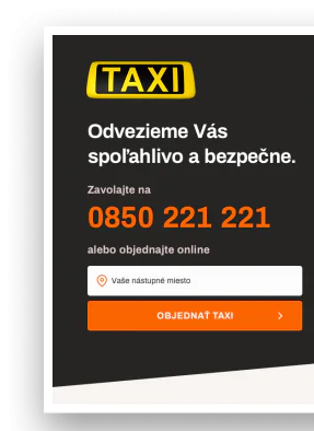 Objednanie Taxi